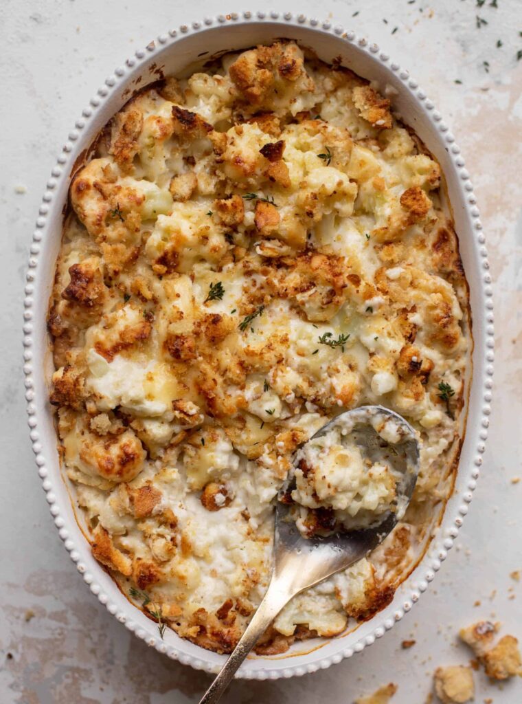 Smoked Gruyère Cauliflower Gratin With Dijon Breadcrumbs.