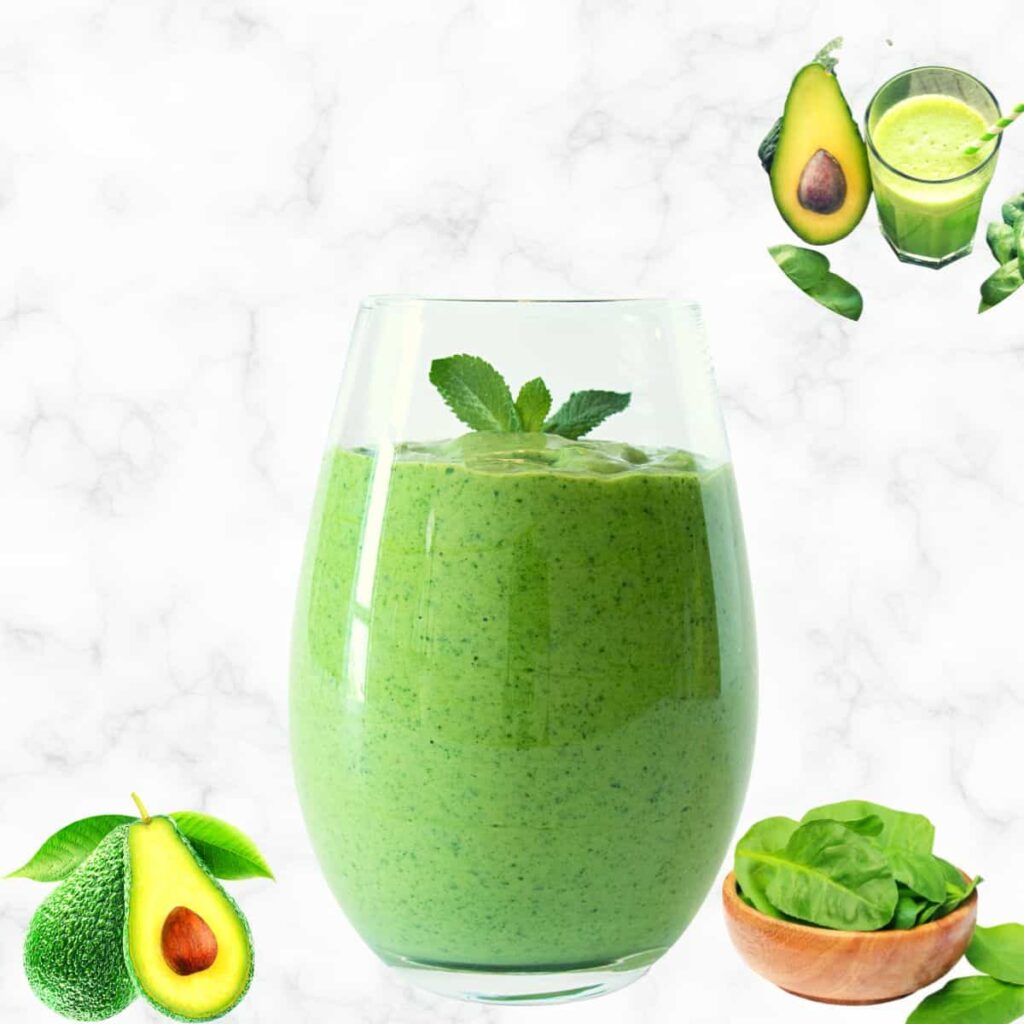 Green Smoothie For Diabetics With Avocados And Spinach In A Bowl