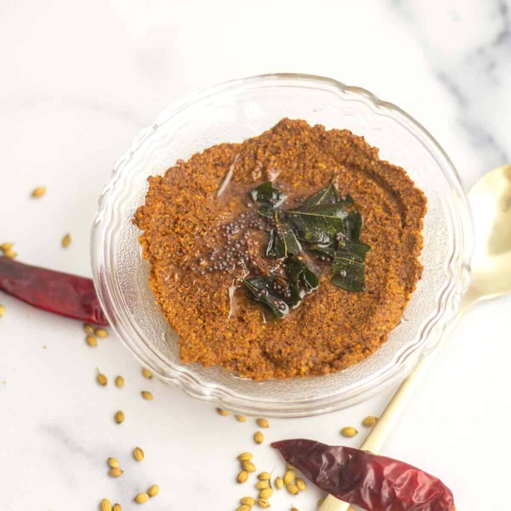 Dhaniya Chutney Served In Glass Bowl