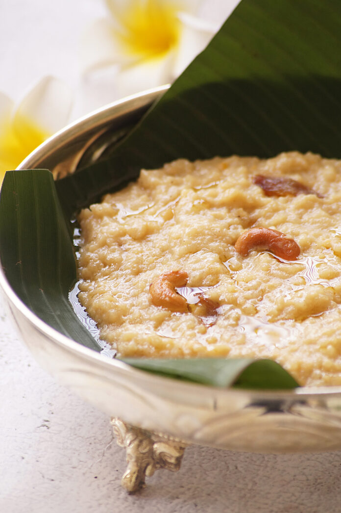 Instant Pot Sweet Pongal - Mixture with spices

