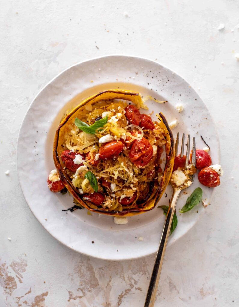 Roasted Tomato Feta Spaghetti Squash